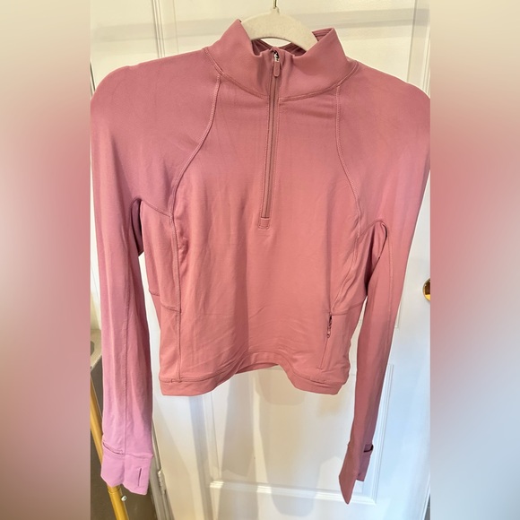 Lululemon It’s Rulu Cropped Half-zip Size 8 Pink Taupe - Picture 3 of 3